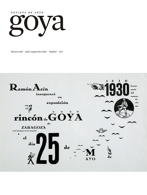 Portada del número 340 de la revista de arte "Goya". Julio a septiembre de 2012