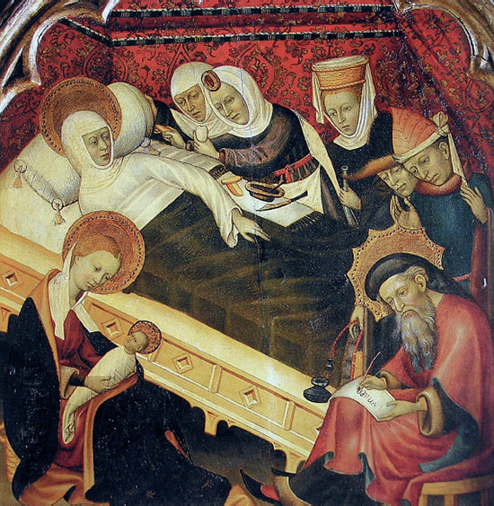 "Nacimiento del Bautista" por Bernat Martorell. C. 1434-1435. MNAC, Barcelona