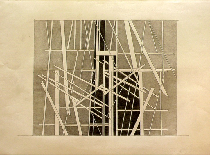 Análisis producido por la superposición y transformación de los bocetos de Pablo Palazuelo, realizado por el autor: "Sin título", ca. 1989. FPP 41-170.